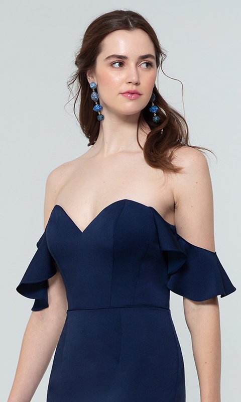 Off-the-Shoulder Long Satin Bridesmaid Dress KL-200171