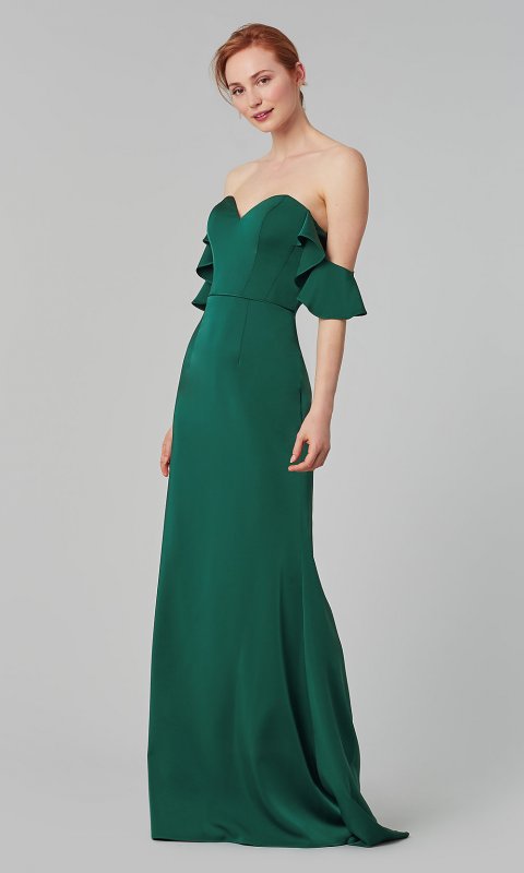 Off-the-Shoulder Long Satin Bridesmaid Dress KL-200171