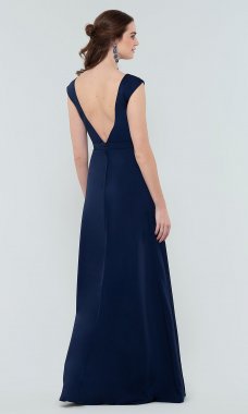 Long V-Neck Satin Bridesmaid Dress by KL-200172