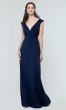 Long V-Neck Satin Bridesmaid Dress by KL-200172