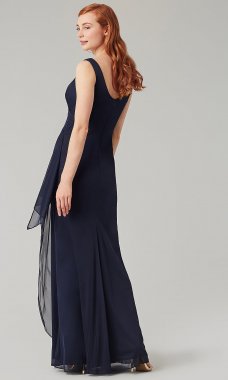 V-Neck Long Faux-Wrap Bridesmaid Dress by KL-200183