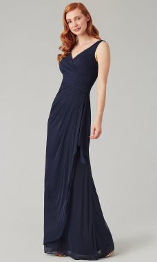 V-Neck Long Faux-Wrap Bridesmaid Dress by KL-200183