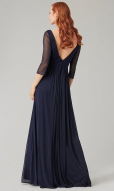 Sheer-Sleeved Long Bridesmaid Dress KL-200184