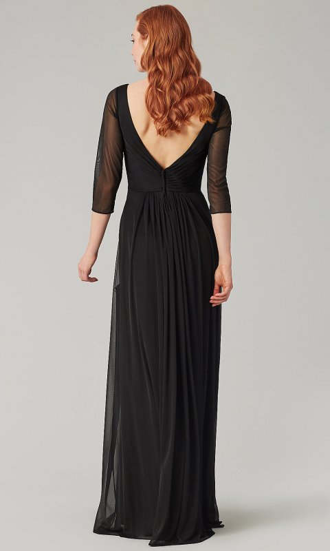 Sheer-Sleeved Long Bridesmaid Dress KL-200184
