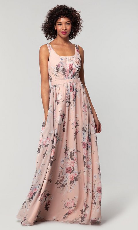 Floral-Print Mauve Rose Bridesmaid Dress by KL-200186