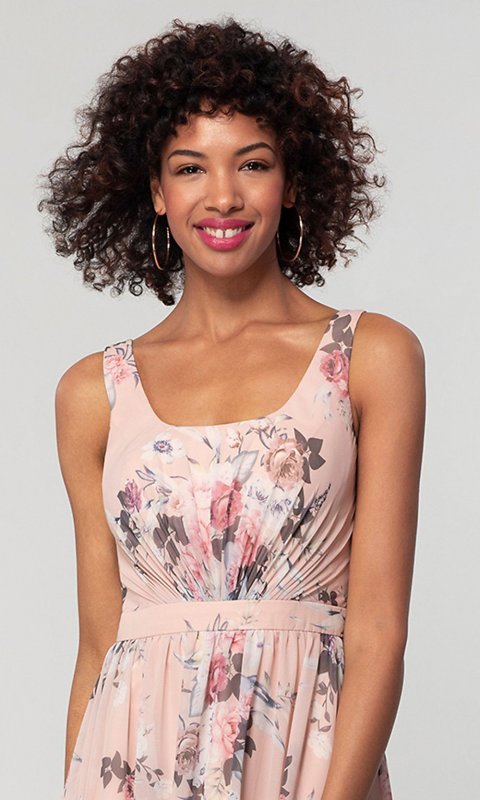 Floral-Print Mauve Rose Bridesmaid Dress by KL-200186