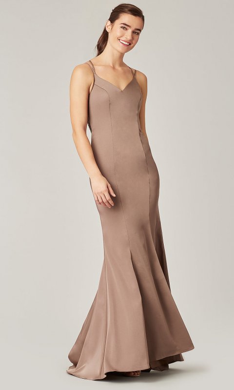 Long Bridesmaid Dress with Embroidered Train KL-200191