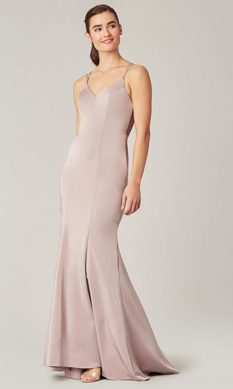 Long Bridesmaid Dress with Embroidered Train KL-200191
