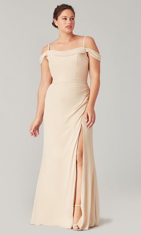 Cold-Shoulder Chiffon Bridesmaid Dress KL-200194