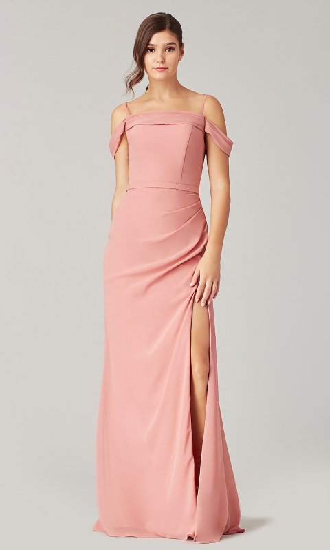 Cold-Shoulder Chiffon Bridesmaid Dress KL-200194