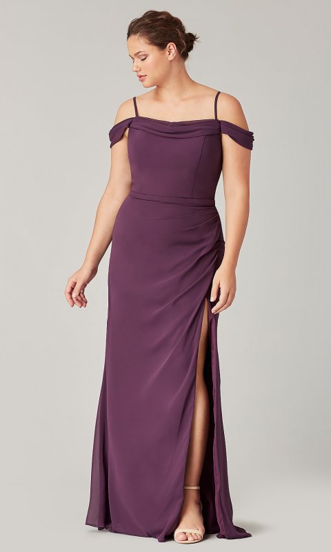 Cold-Shoulder Chiffon Bridesmaid Dress KL-200194