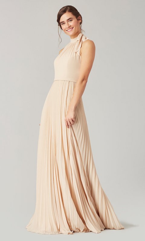 Long High-Neck Halter Bridesmaid Dress by KL-200197