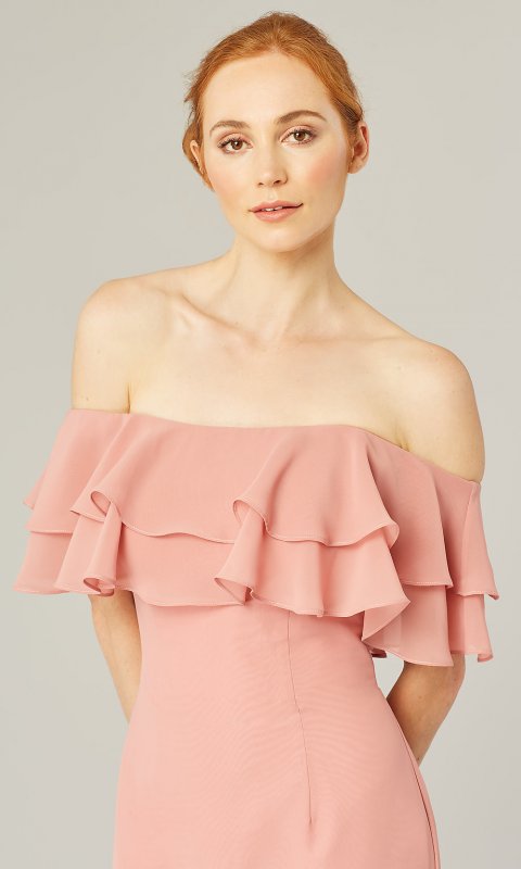 Long Strapless Bridesmaid Dress with Ruffles KL-200198