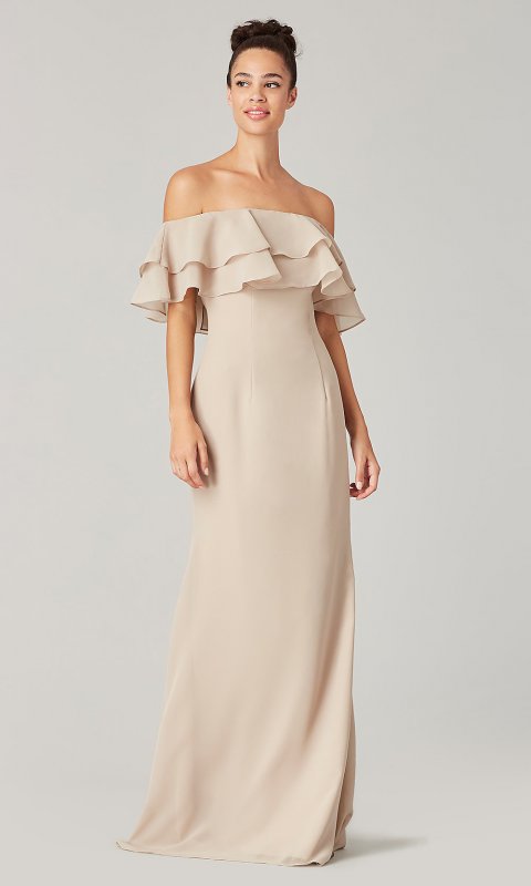 Long Strapless Bridesmaid Dress with Ruffles KL-200198
