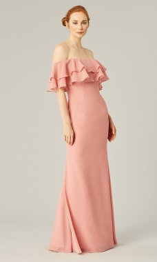 Long Strapless Bridesmaid Dress with Ruffles KL-200198