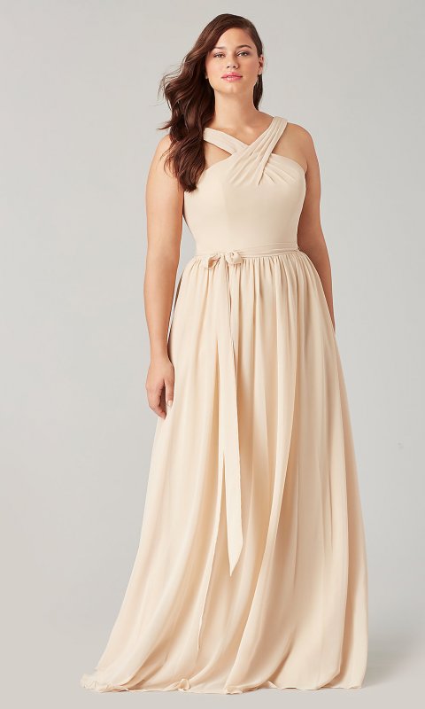 Long Chiffon High-Neck Bridesmaid Dress by KL-200201