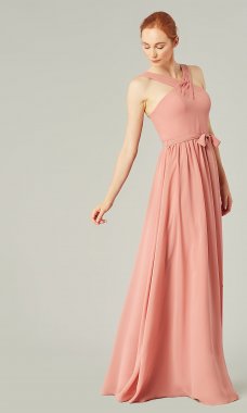 Long Chiffon High-Neck Bridesmaid Dress by KL-200201