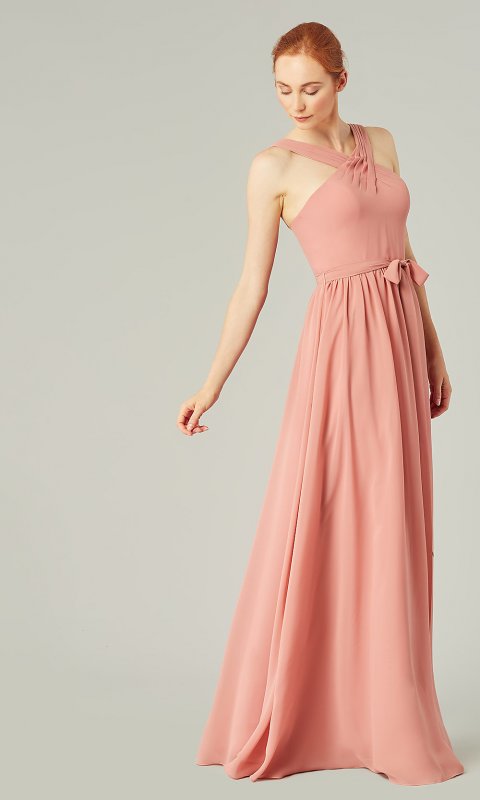 Long Chiffon High-Neck Bridesmaid Dress by KL-200201