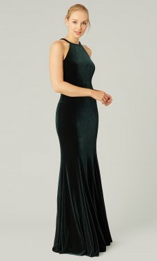 Emerald Green Long Velvet Bridesmaid Dress KL-200209e