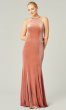 Pink Quartz Long Velvet Bridesmaid Dress by KL-200209q