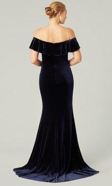 Long Velvet Off-Shoulder Bridesmaid Dress by KL-200213