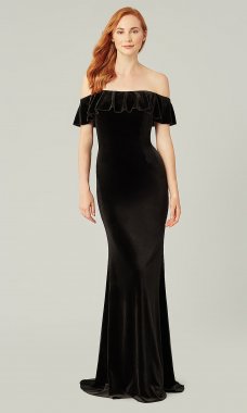 Onyx Off Shoulder Long Bridesmaid Dress KL-200213o