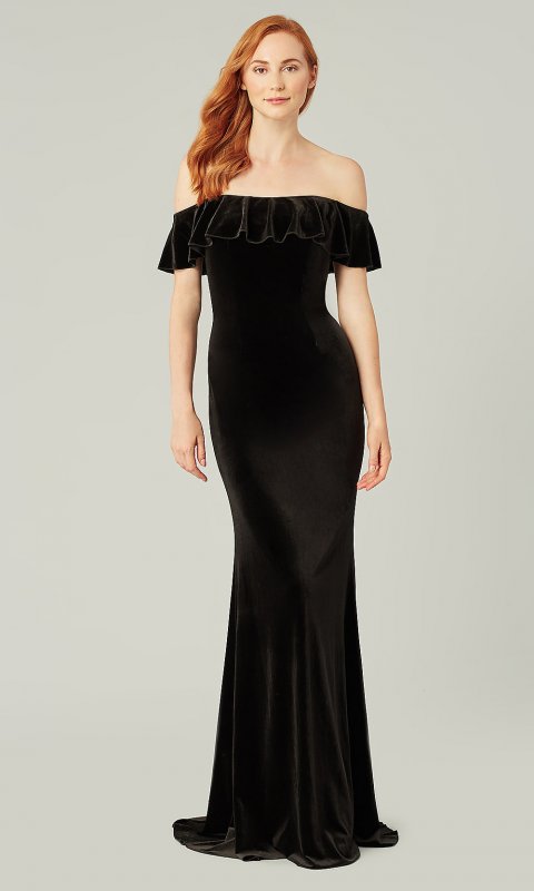 Onyx Off Shoulder Long Bridesmaid Dress KL-200213o