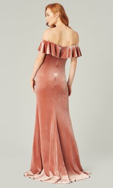 Off Shoulder Quartz Long Velvet Bridesmaid KL-200213q