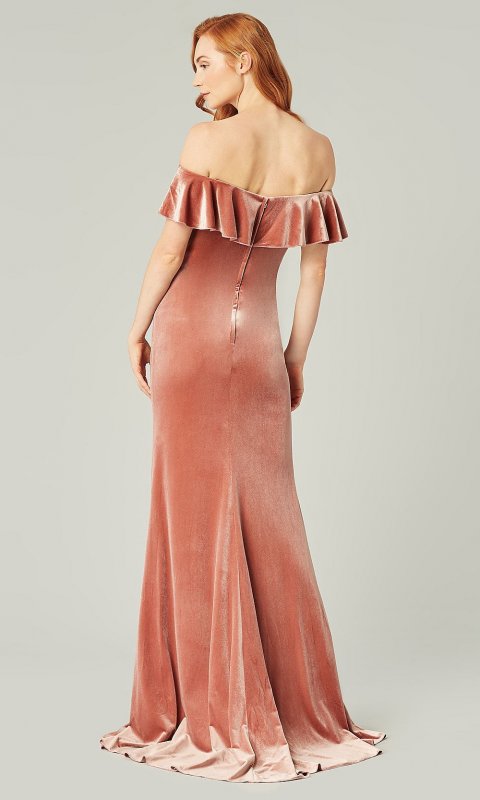 Off Shoulder Quartz Long Velvet Bridesmaid KL-200213q