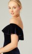 Off Shoulder Long Velvet Topaz Bridesmaid Dress KL-200213t