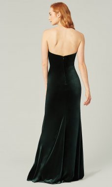 Emerald Strapless Long Velvet Bridesmaid KL-200214e