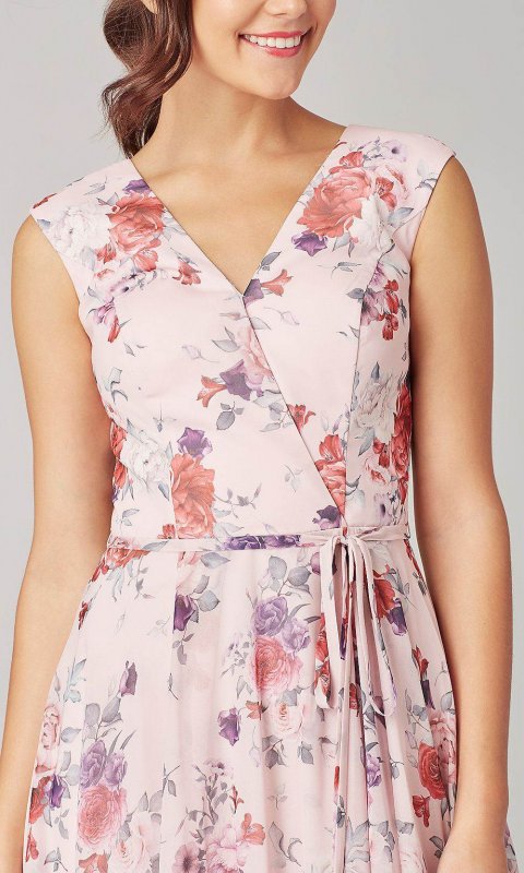 Floral Print Long Bridesmaid Dress KL-200217