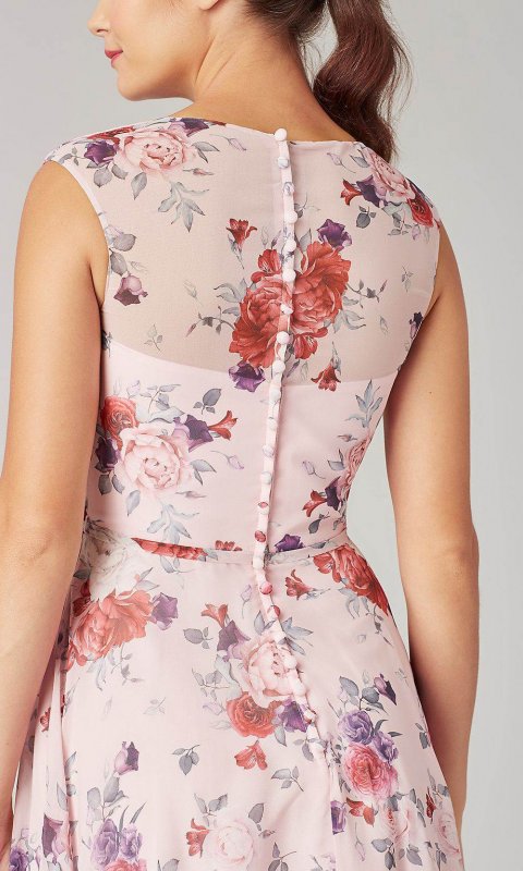 Floral Print Long Bridesmaid Dress KL-200217