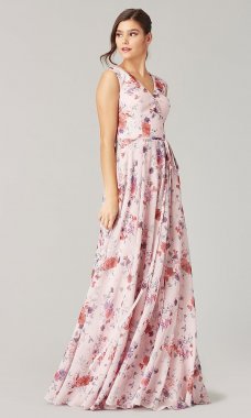 Floral Print Long Bridesmaid Dress KL-200217