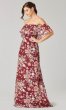 Long Blue Floral-Print Bridesmaid Dress KL-200222