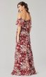 Long Blue Floral-Print Bridesmaid Dress KL-200222