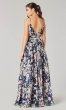 Floral Print Long V-Neck Bridesmaid Dress KL-200223