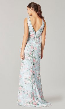 Print V-Neck Bridesmaids Dress by KL-200224