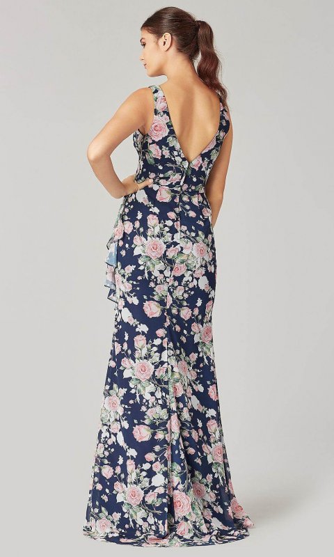 Print V-Neck Bridesmaids Dress by KL-200224