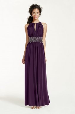 Sleeveless KeyHole Beaded Waist Jersey Dress 1298