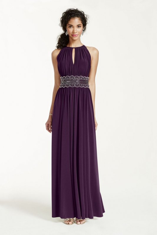 Sleeveless KeyHole Beaded Waist Jersey Dress 1298