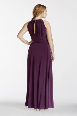 Sleeveless Keyhole Beaded Waist Plus Size Dress 1298W