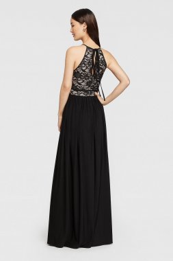 Lace Keyhole Halter Dress with Jersey Skirt Nightway 21348