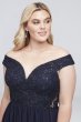 Off-the-Shoulder Metallic Lace Plus Size Gown 3471RJ4W