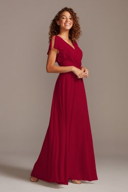 Flutter Sleeve Full Skirt Tall Bridesmaid Dress 4XLF20065