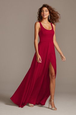 Crepe-Back Satin Scoop Tank Tall Bridesmaid Dress 4XLF20098