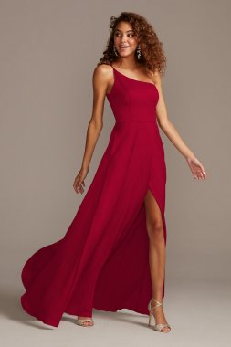 Crepe Satin One-Shoulder Tall Bridesmaid Dress 4XLF20099