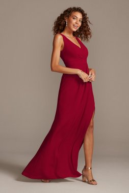 Pleated Tank Stretch Crepe Tall Bridesmaid Dress 4XLF20104