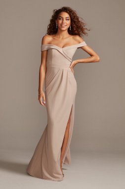 Off-Shoulder Stretch Crepe Tall Bridesmaid Dress 4XLF20106