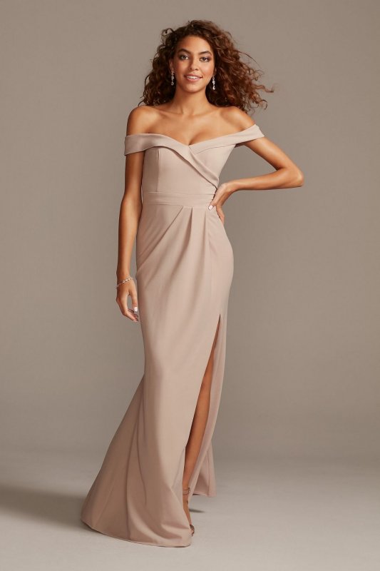 Off-Shoulder Stretch Crepe Tall Bridesmaid Dress 4XLF20106